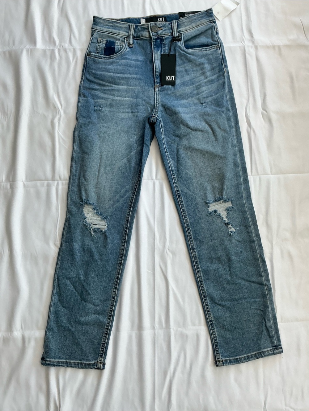Kut from the Kloth Light Blue High-Rise Distressed Jeans